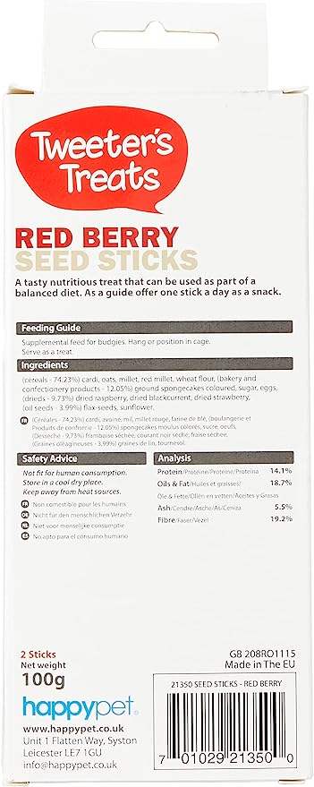 Tweeter's Treats Seed Sticks for Budgies - Red Berry