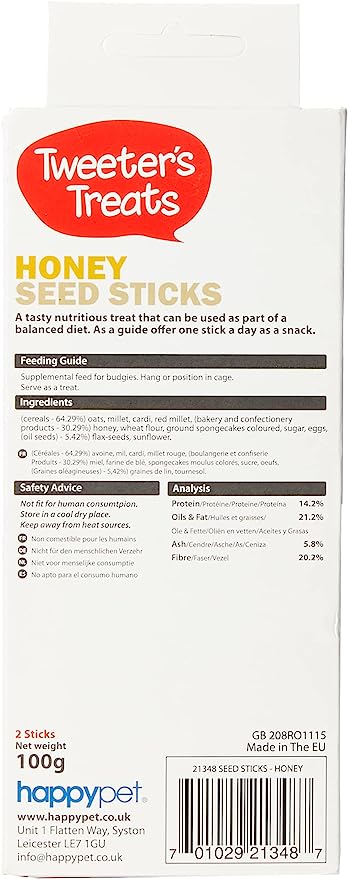 Tweeter's Treats Seed Sticks for Budgies - Honey